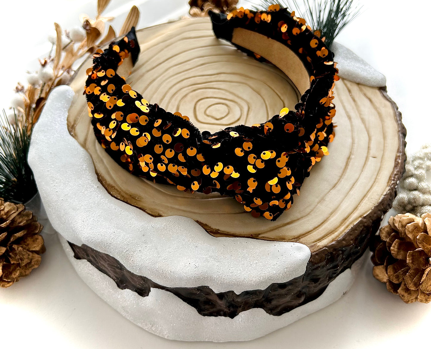 Black & Gold Sequin headband