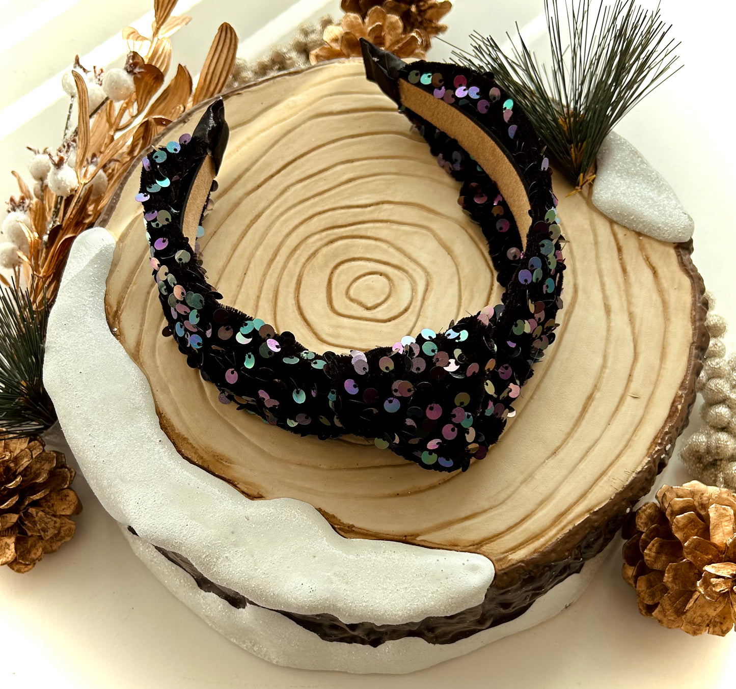 Rainbow Sequin headband (black)